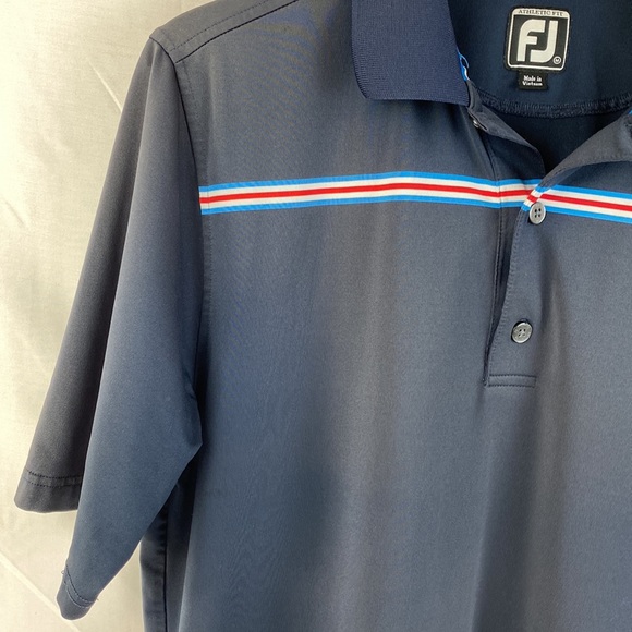 Footjoy Athletic Fit Mens short Sleeve Golf Polo Shirt Dark Blue Excellent Shape - Picture 3 of 14